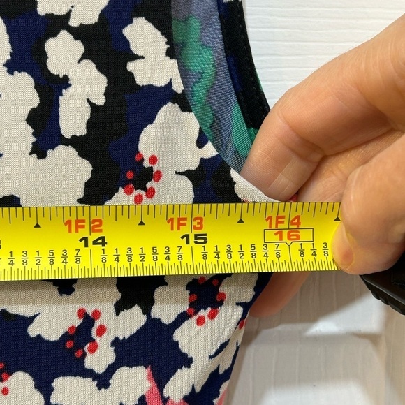 Just Taylor Faux Wrap Maxi Dress Navy Floral Sleeveless Sheer Overlay Lined Sz 2 - Picture 9 of 11